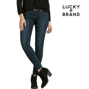 Lolita Lucky Brand Jeans 5-Pocket Dungaree Style Dark Wash Denim Sz 12 Women